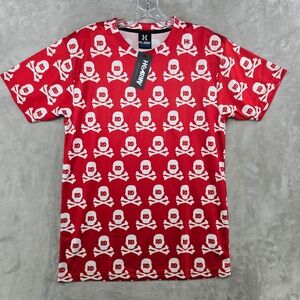 HK Army T-Shirt Mens Small Red RD Skull Crossbones Mesh Paintball Jersey NEW